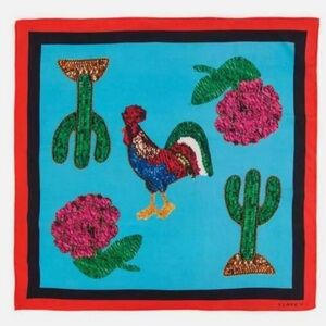 Clare V. Women’s Rooster Print Silk Scarf